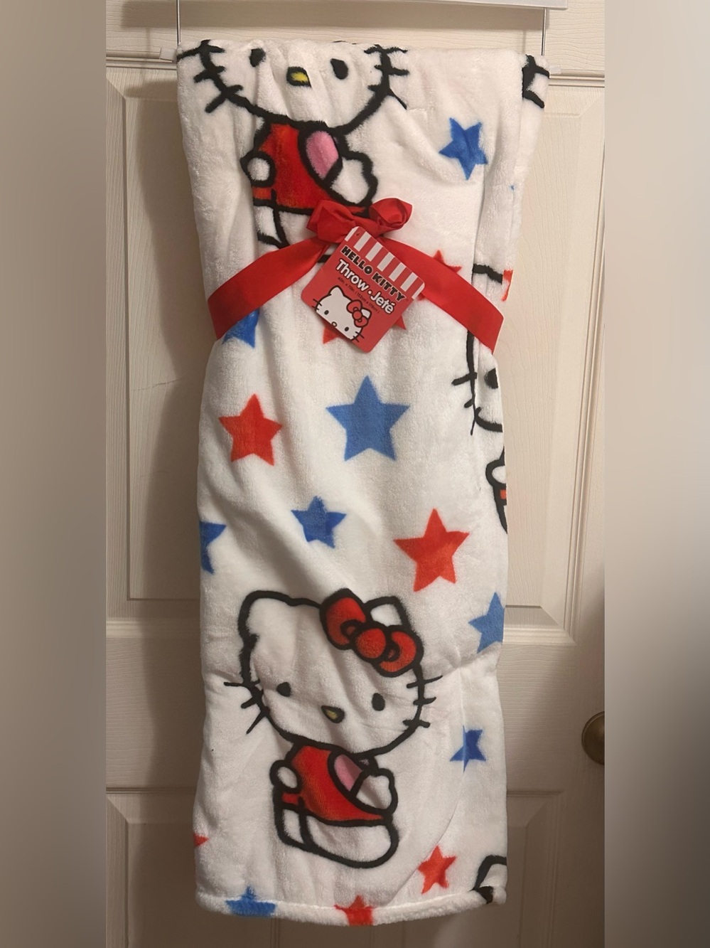 Sanrio Hello Kitty 4th Of July Red White & Blue Stars 60in  X 70in Throw Blanket